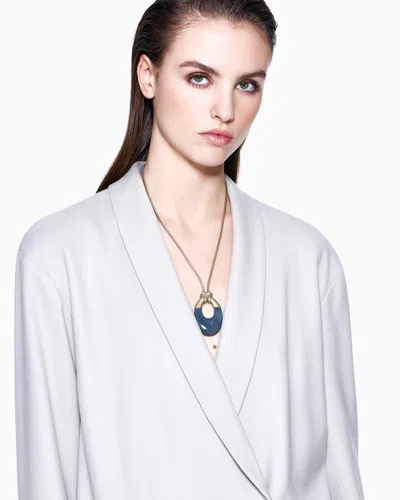 Giorgio Armani Long Brass And Resin Necklace In Gold