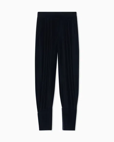 Giorgio Armani Velvet Trousers With Darts In Black