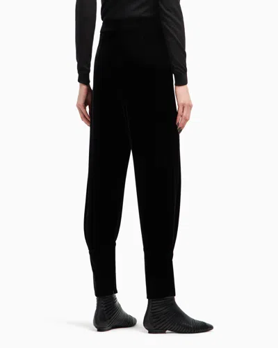 Giorgio Armani Velvet Trousers With Darts In Black