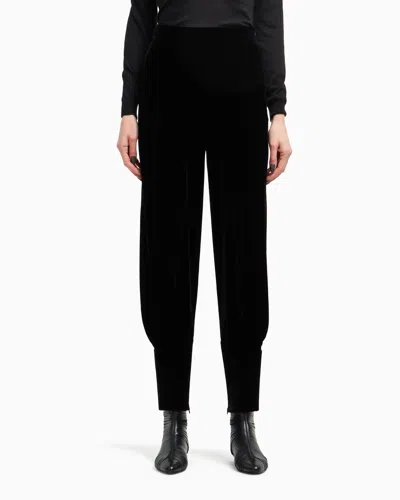 Giorgio Armani Velvet Trousers With Darts In Black