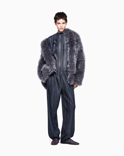 Giorgio Armani Cashmere Fur Blouson In Gray