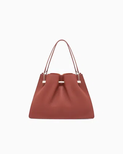 Giorgio Armani Small Shopper Bag In Pebbled Leather In Red