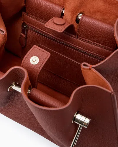 Giorgio Armani Small Shopper Bag In Pebbled Leather In Red