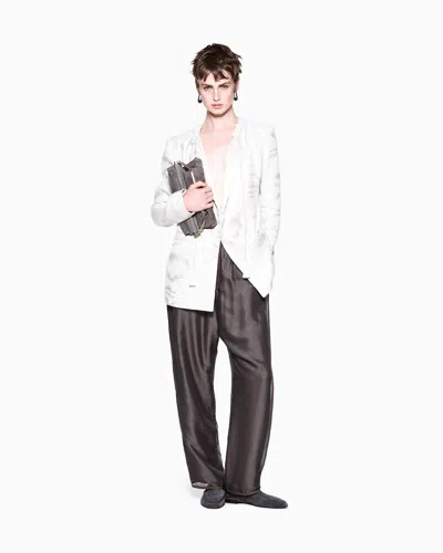 Giorgio Armani Silk Straight Trousers In Brown
