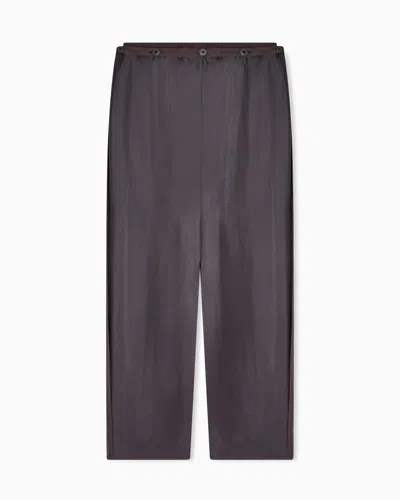 Giorgio Armani Silk Straight Trousers In Brown