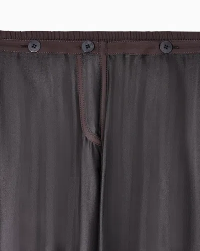Giorgio Armani Silk Straight Trousers In Brown