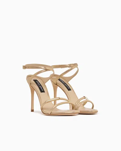 Giorgio Armani Heeled Sandals In Sparkling Nubuck In Gold