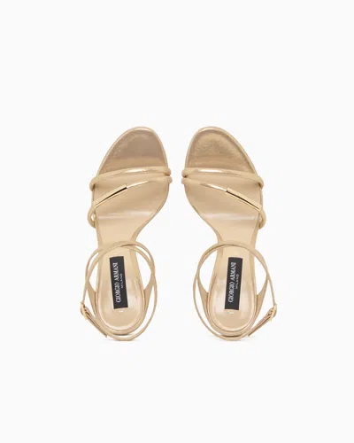 Giorgio Armani Heeled Sandals In Sparkling Nubuck In Gold