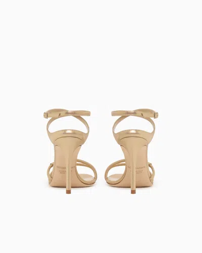 Giorgio Armani Heeled Sandals In Sparkling Nubuck In Gold