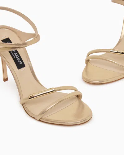 Giorgio Armani Heeled Sandals In Sparkling Nubuck In Gold