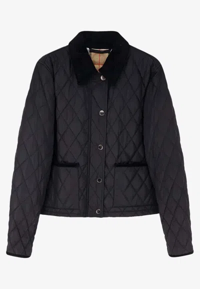 Burberry Women Nylon Jacket With Stitching In Black