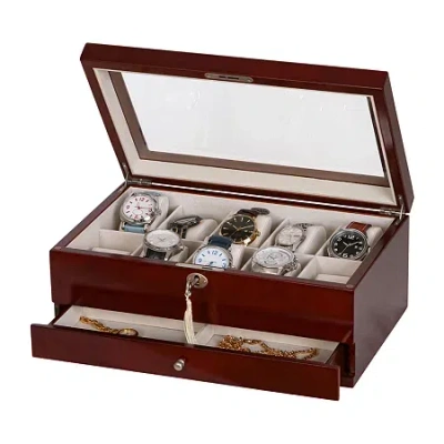Mele & Co Christo Glass Top Walnut-finish Watch Box In Multi