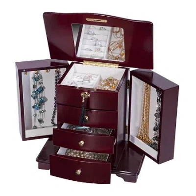 Mele & Co Locking Waverly Cherry-finish Jewelry Box In Brown