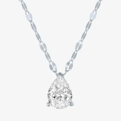 Fine Jewelry Diamond Addiction E-f / Vs1-vs2 Womens 1 Ct. T.w. Lab Grown White Diamond 10k Gold Pear 18 Inch Pend In Gray