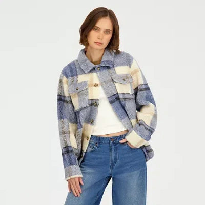 Volcom Womens Juniors Midweight Shirt Jacket In Blue