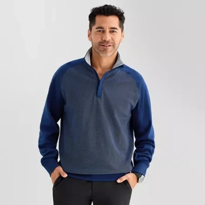 St. John's Bay Performance Mens Mock Neck Long Sleeve Quarter-zip Pullover In Blue