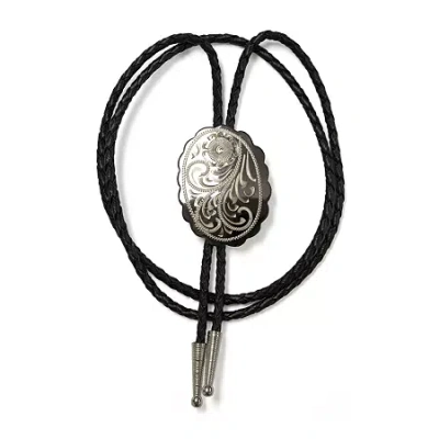 Western Express Floral Engraving On Scalloped Oval German Tie In Black