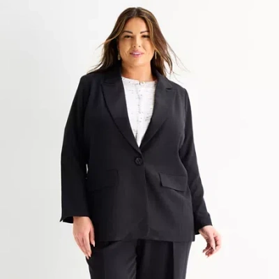 Liz Claiborne Womens Plus Classic Fit Blazer In Black