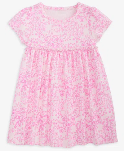 First Impressions Girls Toddler 2t-4t Linear Flower Printed Dress, Macy's Exclusive In Pink