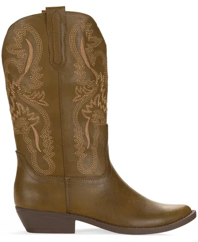 Wild Pair Women's Denise Block Heel Western Boots, Macy's Exclusive In Brown