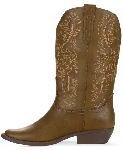 Wild Pair Women's Denise Block Heel Western Boots, Macy's Exclusive In Brown