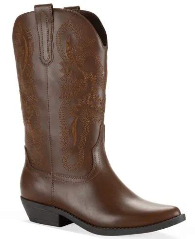 Wild Pair Women's Denise Block Heel Western Boots, Macy's Exclusive In Brown