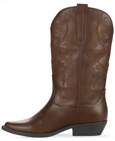 Wild Pair Women's Denise Block Heel Western Boots, Macy's Exclusive In Brown