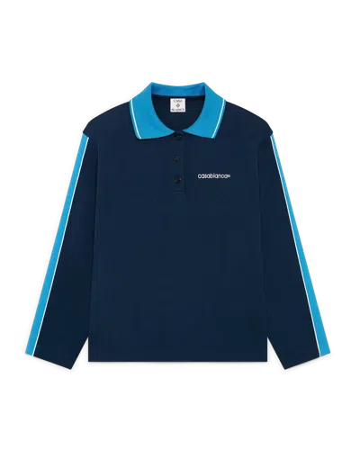 Casablanca Paris Punto Polo Collared Sweatshirt In Blue