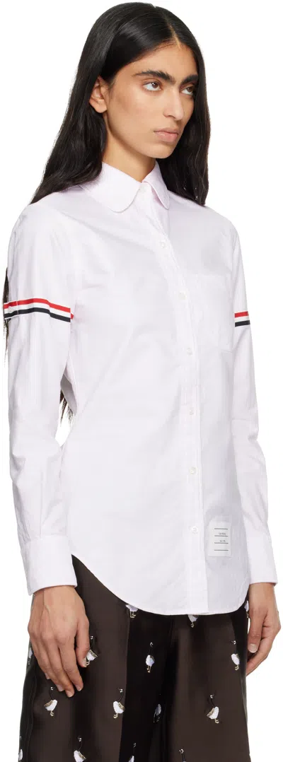 Thom Browne Pink Stripe Oxford Armband Round Collar Shirt In Pink