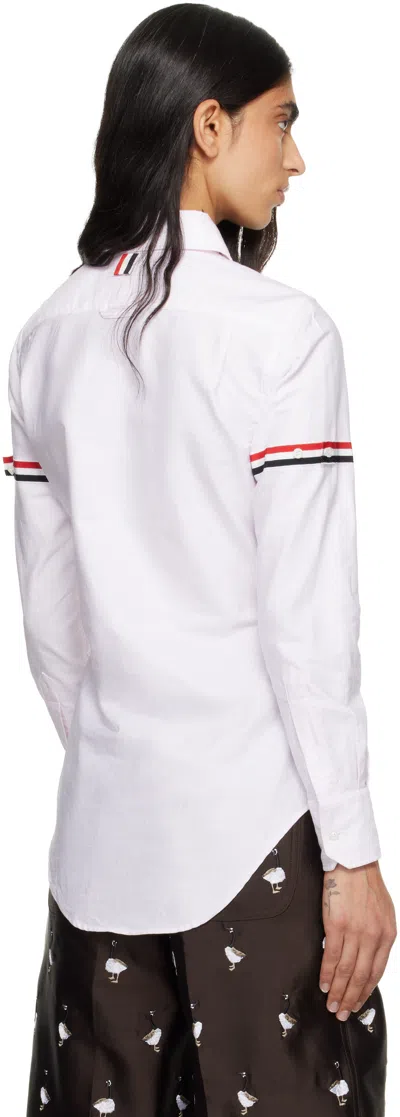 Thom Browne Pink Stripe Oxford Armband Round Collar Shirt In Pink