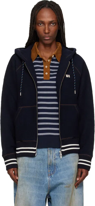 Wales Bonner Navy 'the October' Hoodie In Blue