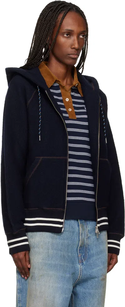 Wales Bonner Navy 'the October' Hoodie In Blue