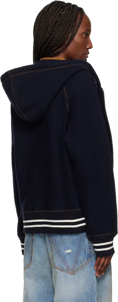 Wales Bonner Navy 'the October' Hoodie In Blue