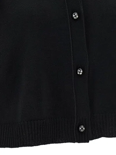 Valentino Garavani Feathered Knit Cardigan Sweaters And Cardigans Black In Black