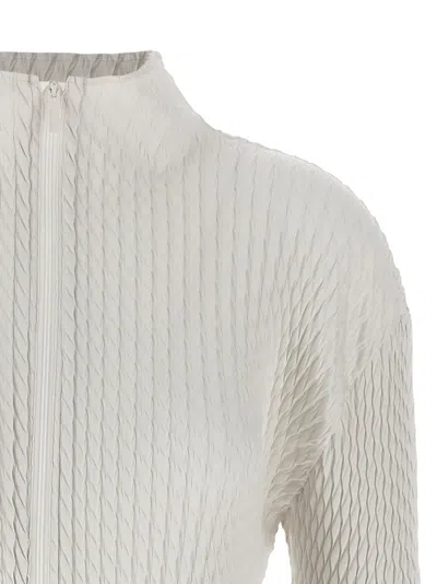 Issey Miyake Sleek Pleats Cardigan In Gray