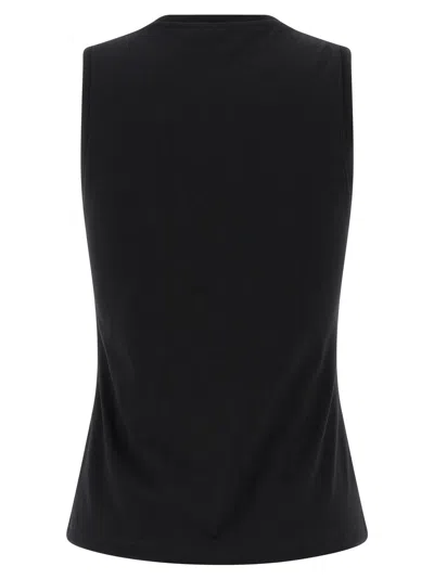 Balmain Paris Logo Sleeveless Round Neck Top In Black