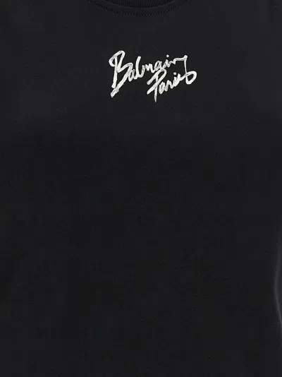 Balmain Paris Logo Sleeveless Round Neck Top In Black