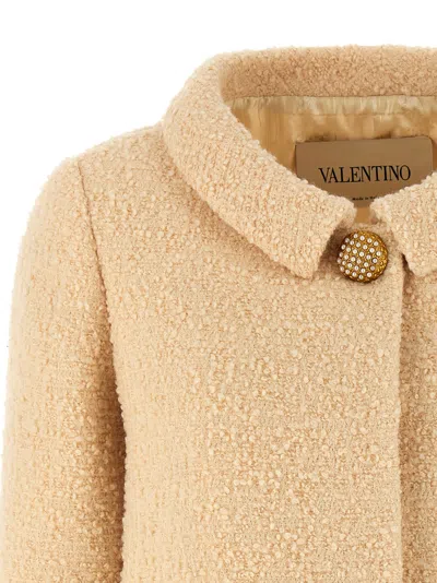 Valentino Vlogo Tweed Jacket In Neutral