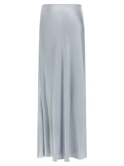 Fabiana Filippi High Waist Long Satin Skirt Seams In Gray
