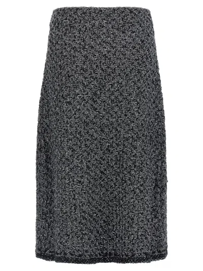 Fabiana Filippi Tweed Skirt High Waist Knee Length In Gray