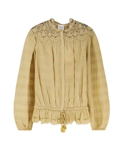 Isabel Marant Étoile Polly Organic Cotton Tassel Trim Top In Yellow