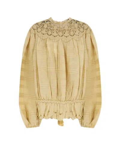 Isabel Marant Étoile Polly Organic Cotton Tassel Trim Top In Yellow
