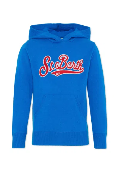 Mc2 Saint Barth Blue Sweater For Boy With Logo In Blue