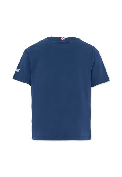 Mc2 Saint Barth Blue T-shirt For Boy With Balls In Blue