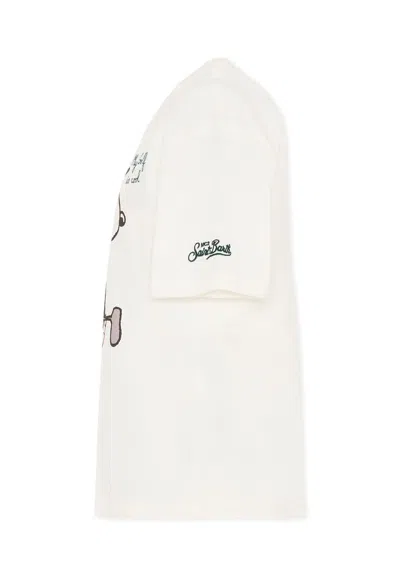 Mc2 Saint Barth Ivory T-shirt For Boy With Snoopy Print In White