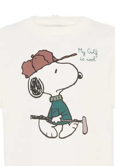 Mc2 Saint Barth Ivory T-shirt For Boy With Snoopy Print In White