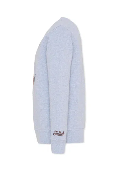 Mc2 Saint Barth Grey Sweatshirt For Boy With Teddy Bear In Blue