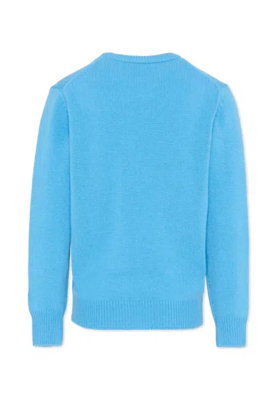 Mc2 Saint Barth Light Blue Sweater For Boy With Writing In Blue