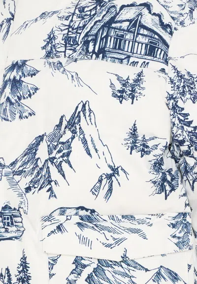 Mc2 Saint Barth White Down Jacket For Girl With Landscape Print In White