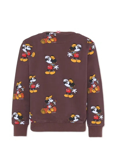 Mc2 Saint Barth Brown Sweatshirt For Boy With Micky Mouse In Brown